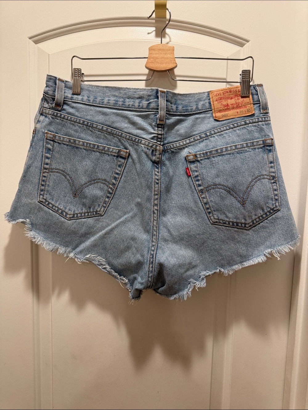 Levi's Light Blue Denim Frayed Hem Cutoff Shorts